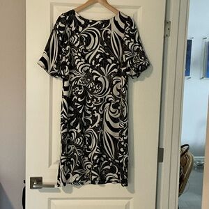 Talbots Black and White Swirl Midi Dress